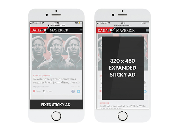 Premium sticky advert units example