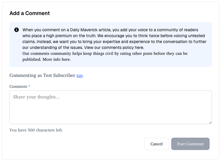 Post comment screenshot
