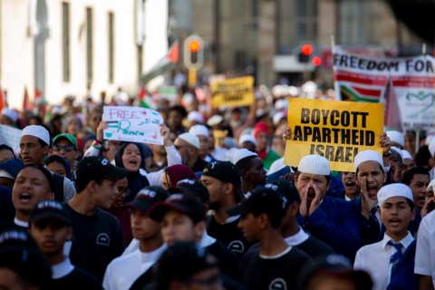Protesters express their anger at Gaza deaths on the streets of Cape Town