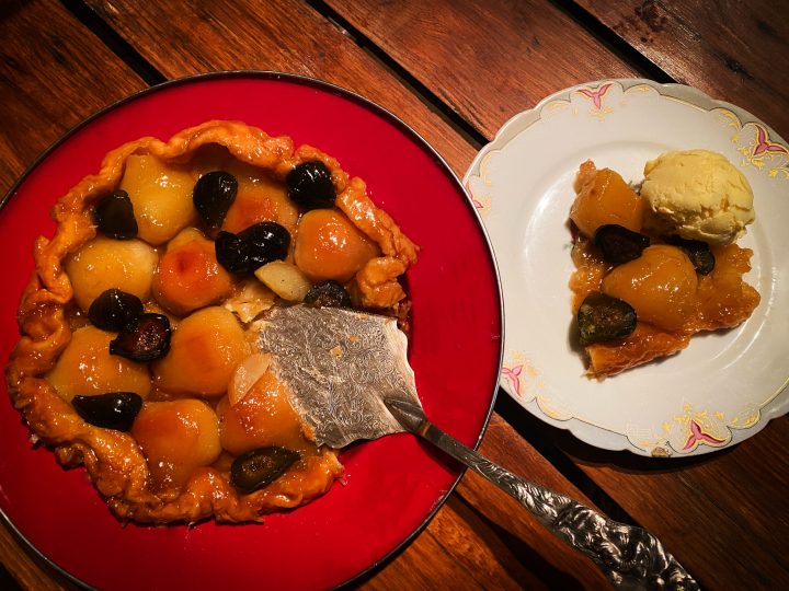 What’s cooking today: Pear & fig tarte tatin with green fig preserve ice cream