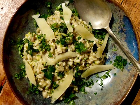 What’s cooking today: Courgette, caperberry & blue cheese risotto