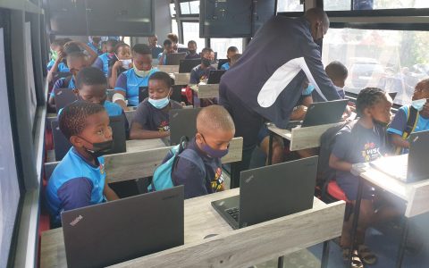 Bus transformed into mobile classroom to drive learning for Langa schoolchildren