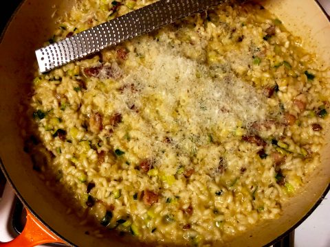 What’s cooking today: Courgette and bacon risotto