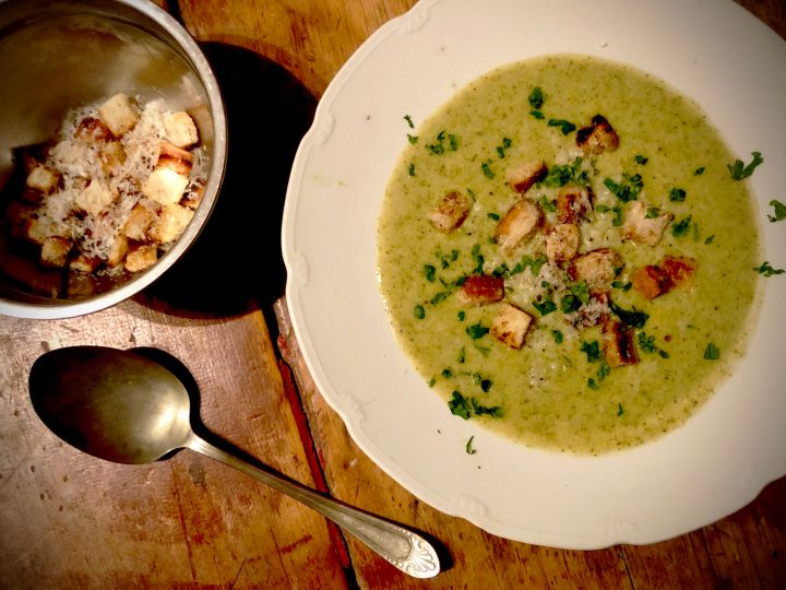 What’s cooking today: Broccoli and Cheddar soup with Parmesan croutons