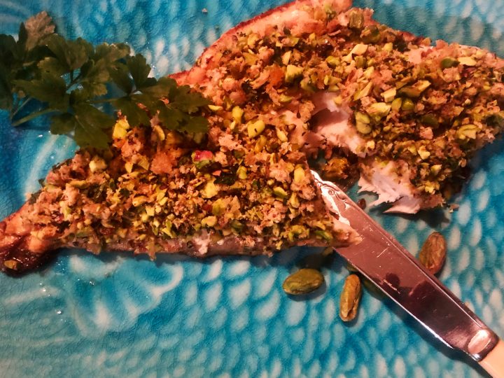 What’s cooking today: Roasted fish fillets with a pistachio crumb