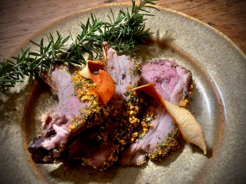 What’s cooking today: Rustic rack of lamb on the braai with a rosemary & dried orange zest crust