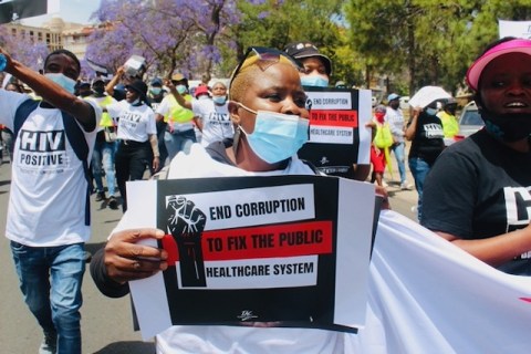 SA health system corruption sparks protest to Union Buildings