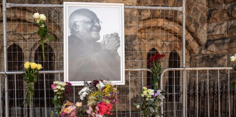 Mourners make their way to St George’s Cathedral in Cape Town to pay respects to the Arch