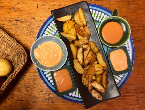 What’s cooking today: Cumin potato wedges with spicy Asian mayo