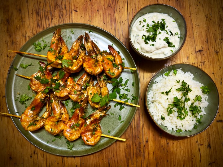 What’s cooking today: Coconut masala prawn skewers