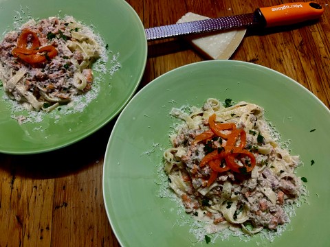 What’s cooking today: Salmon tagliatelle with capers