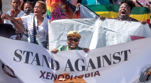 Foreign nationals gather at Parliament to protest against xenophobia