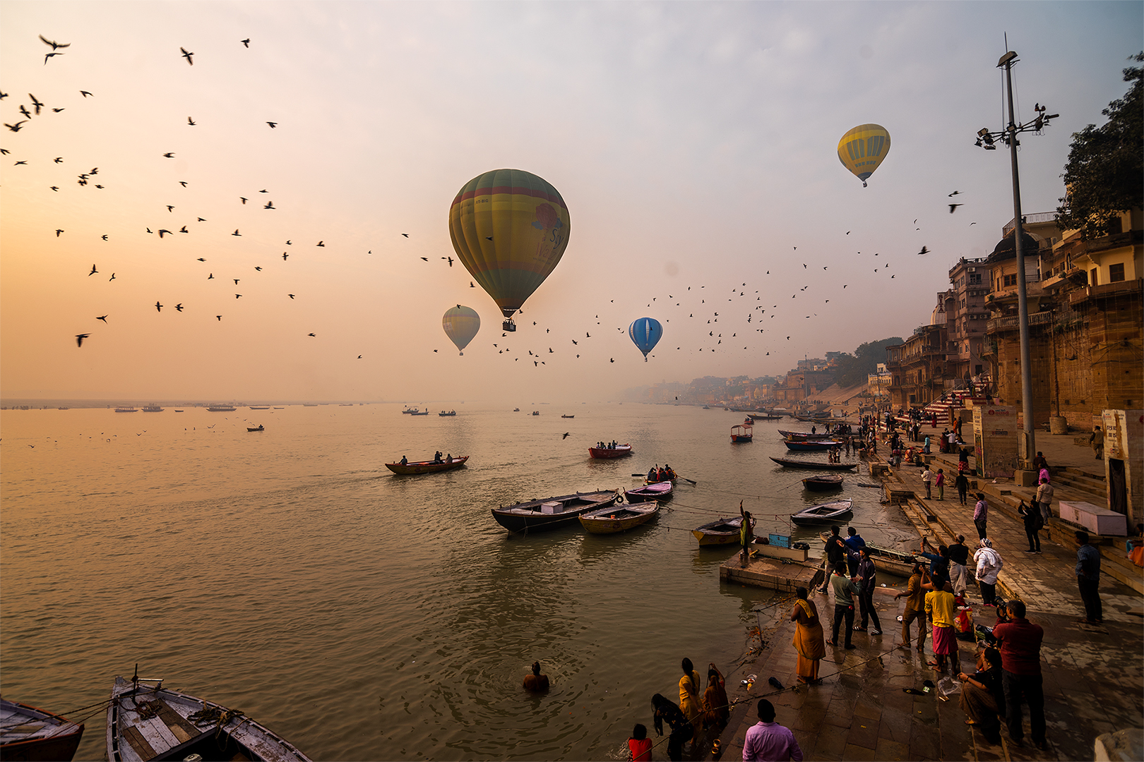 A balloon festival in Varanasi, India