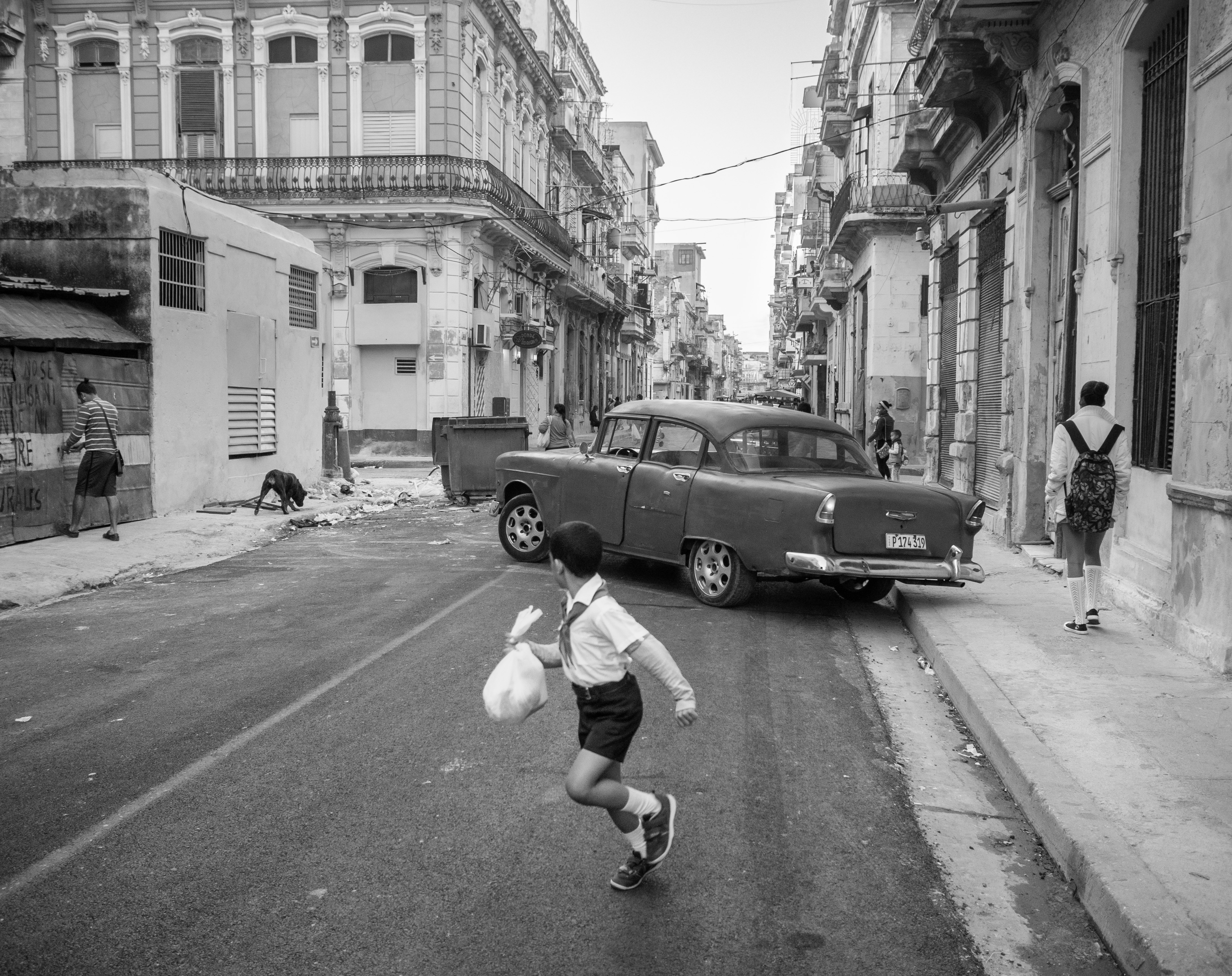 A boy runs in Havana, Cuba