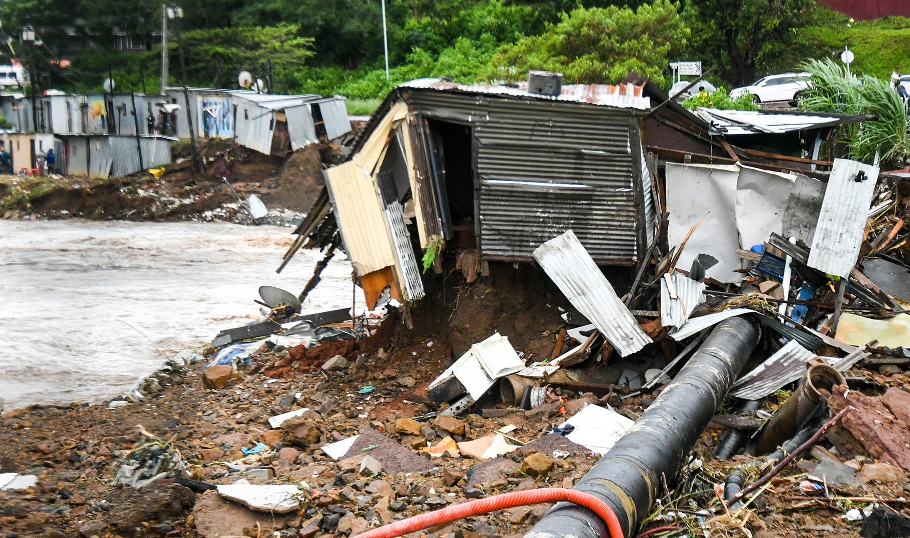 Shacks washed away at the informal settlement between M19 and Quarry road in Durban