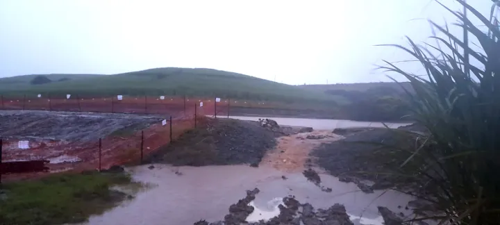The UPL pollution control dam overflows amid the KZN floods