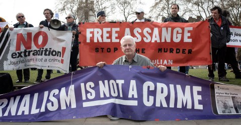 Assange’s supporters gather in London to protest against his three years in prison