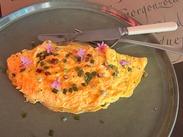 What’s cooking today: Gorgonzola and chive omelette