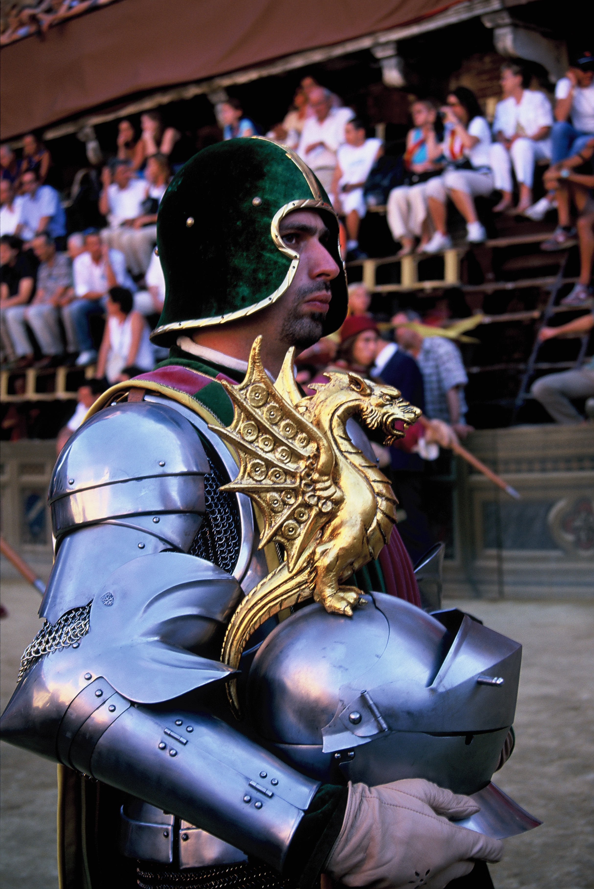 A knight pacing the track with intent