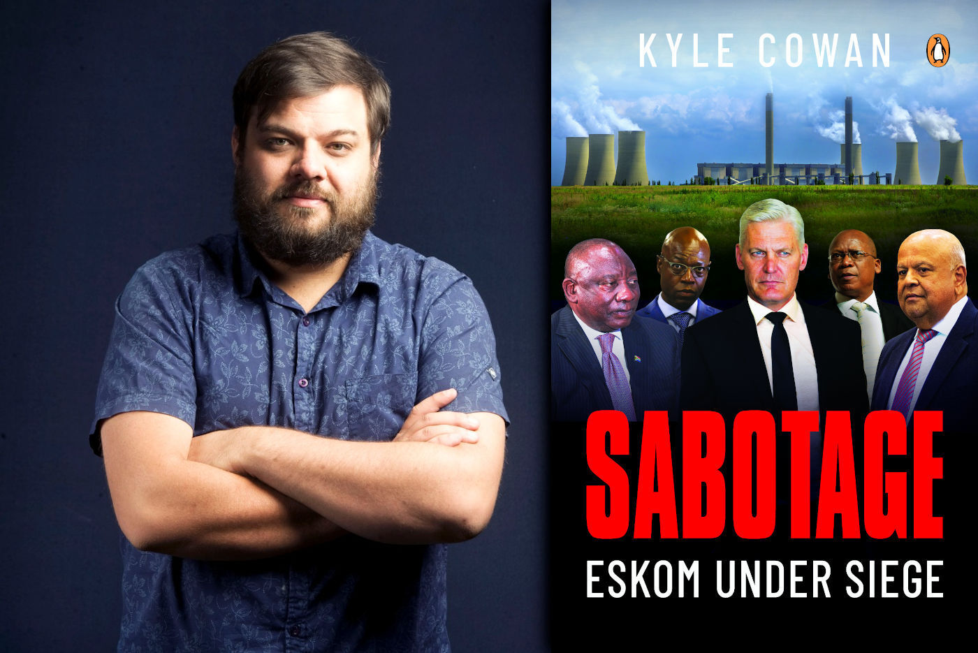 Author Kyle Cowan (left) and the cover of his book 'Sabotage' (right).