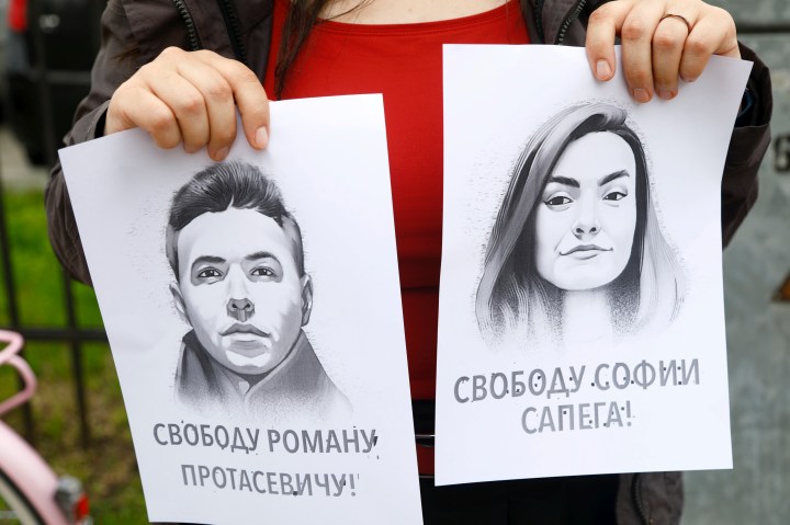 Belarus jails girlfriend of dissident seized after forced plane landing