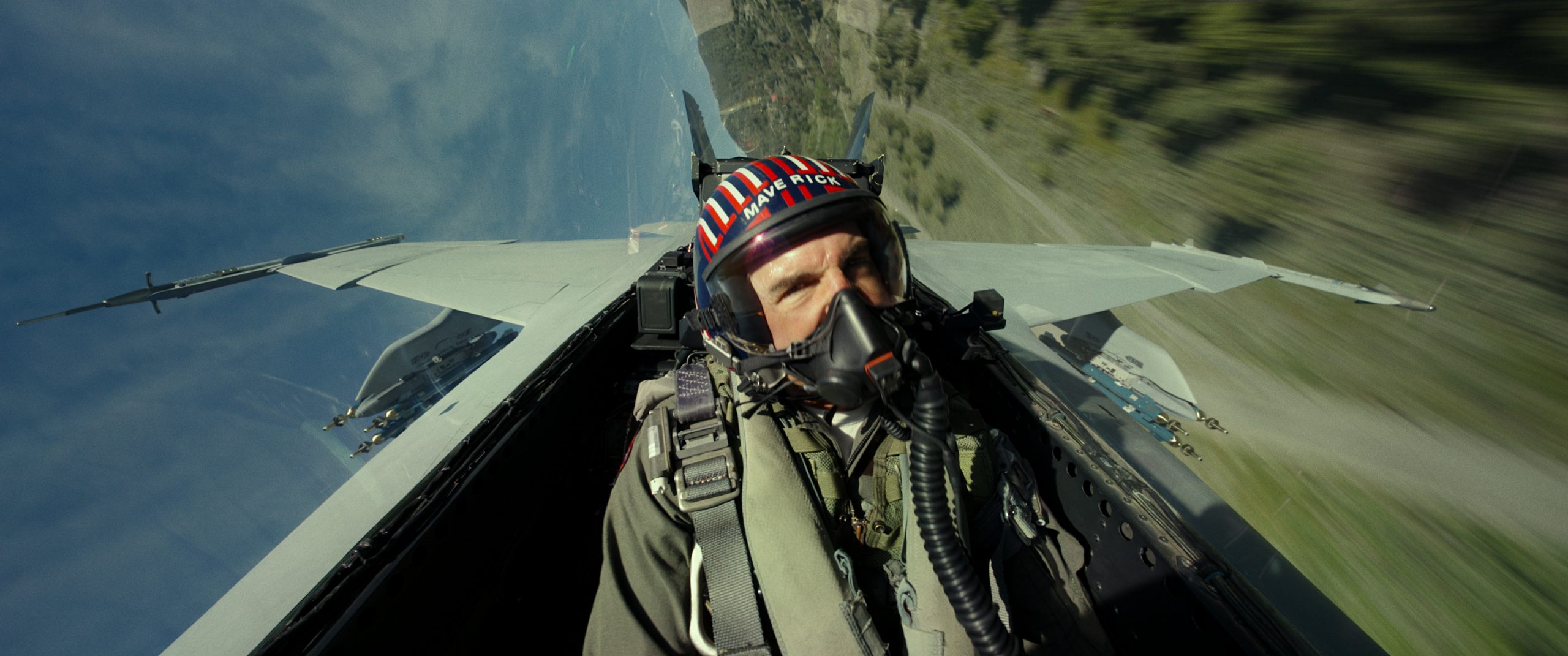 Tom Cruise as Maverick in a F/A-18 Super Hornet (image courtesy of Skydance)