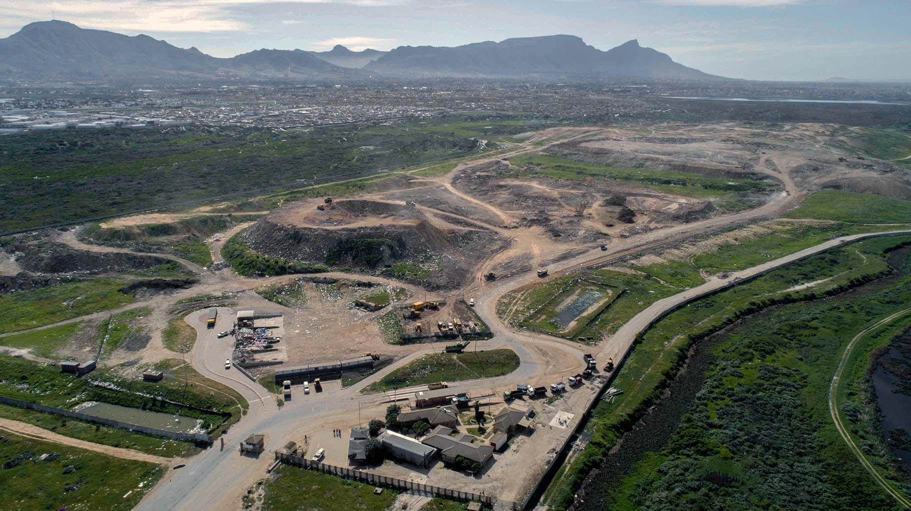An aerial view of Coastal Park Landfill, Western Cape.