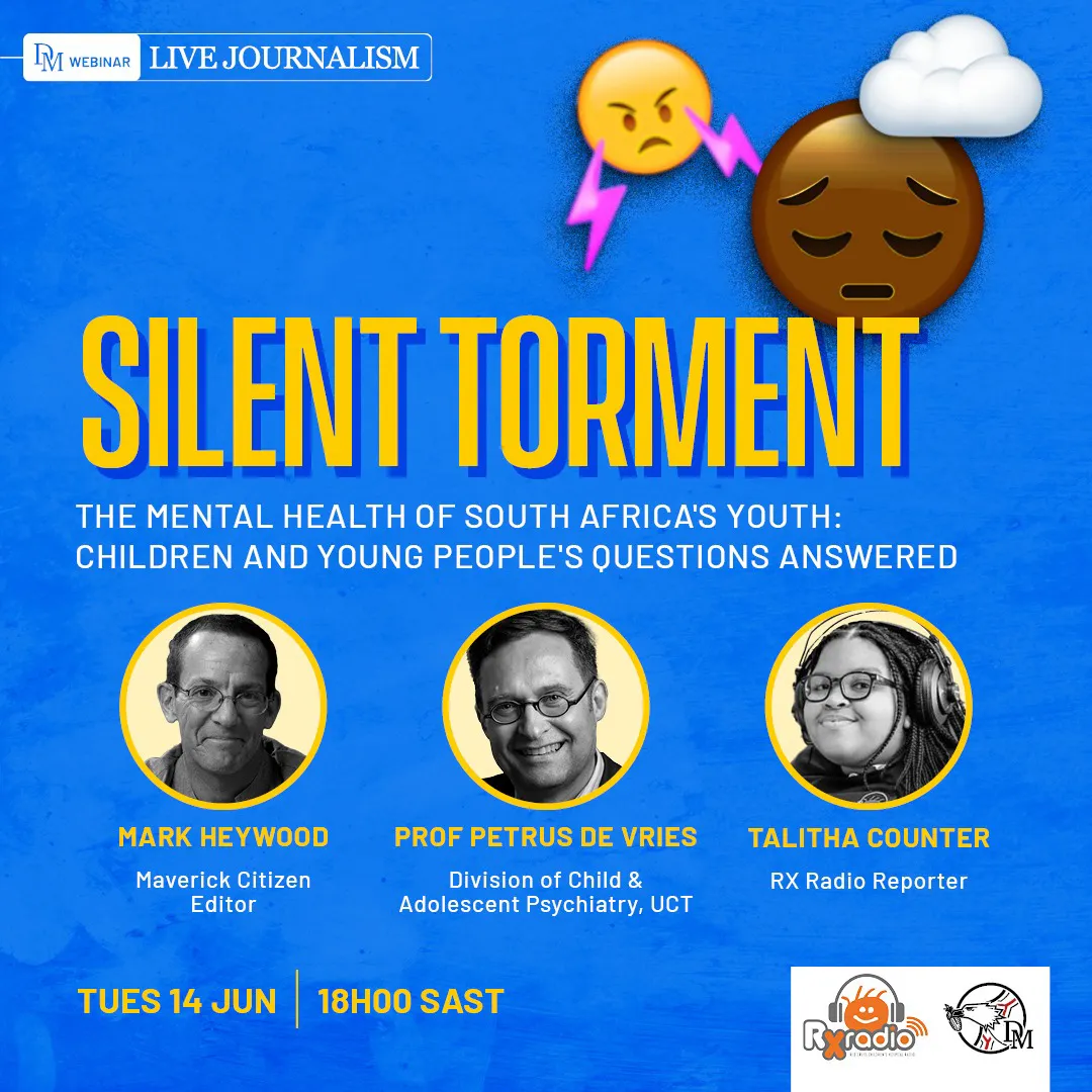 A poster that reads: Silent torment - the the mental health of South Africa's youth