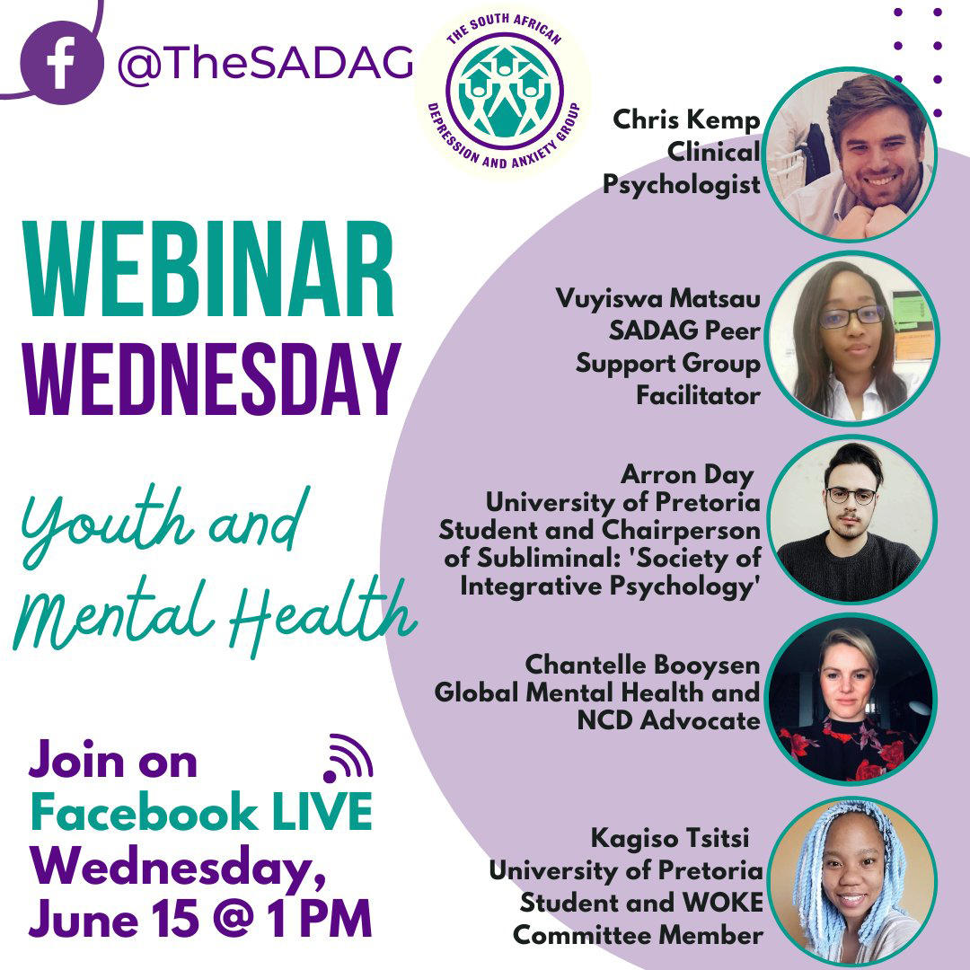 A Sadag poster that reads "Webinar Wednesday: Youth and mental health"