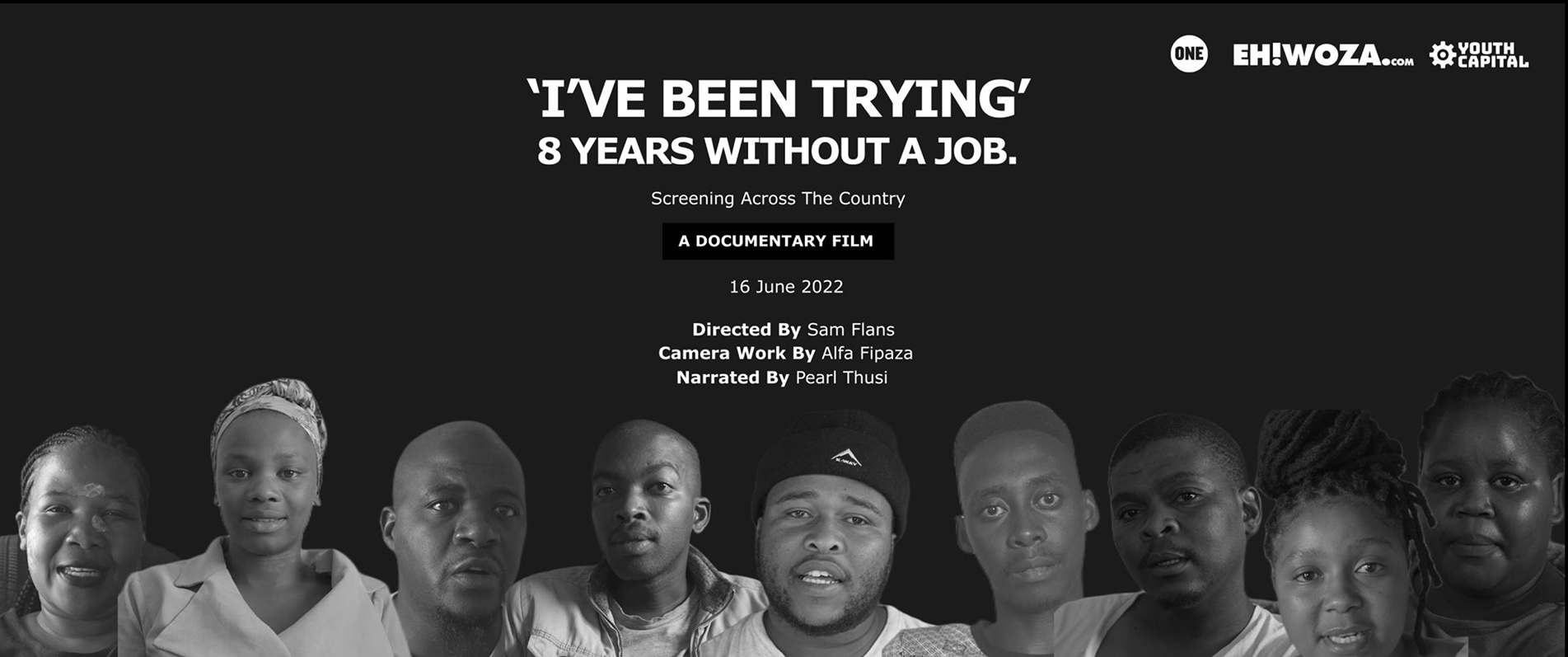 A poster advertising "'I've been trying'. 8 Years Without a Job"