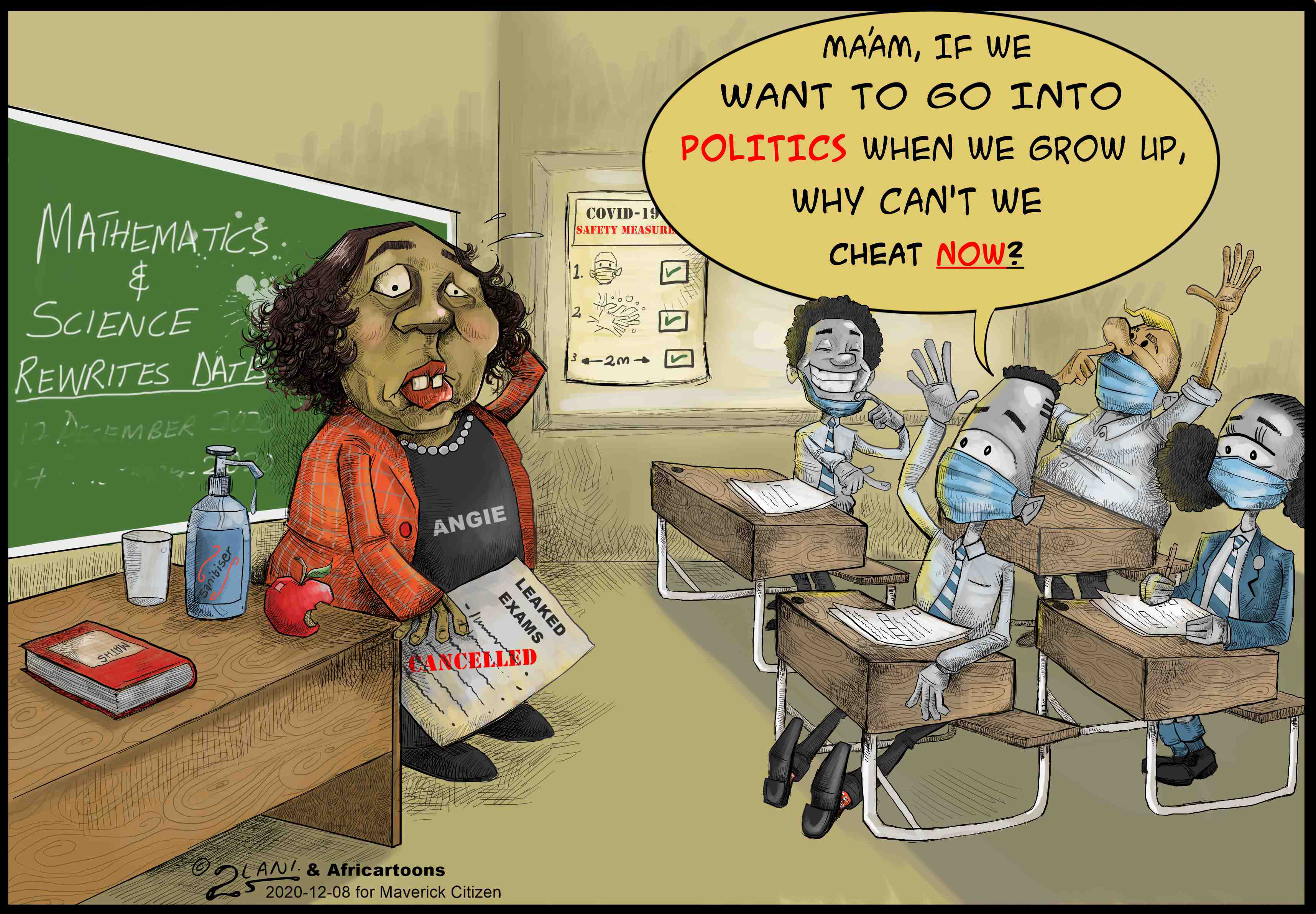 Editorial Cartoons - Basic Education Minister Angie Motshekga faces tough questions over corruption following scandalous leak of exam papers