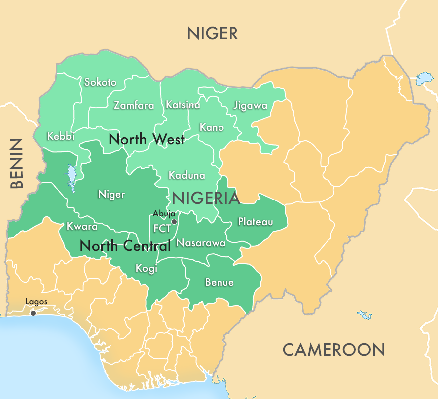 A map denoting the main areas of Ansaru activity in Nigeria