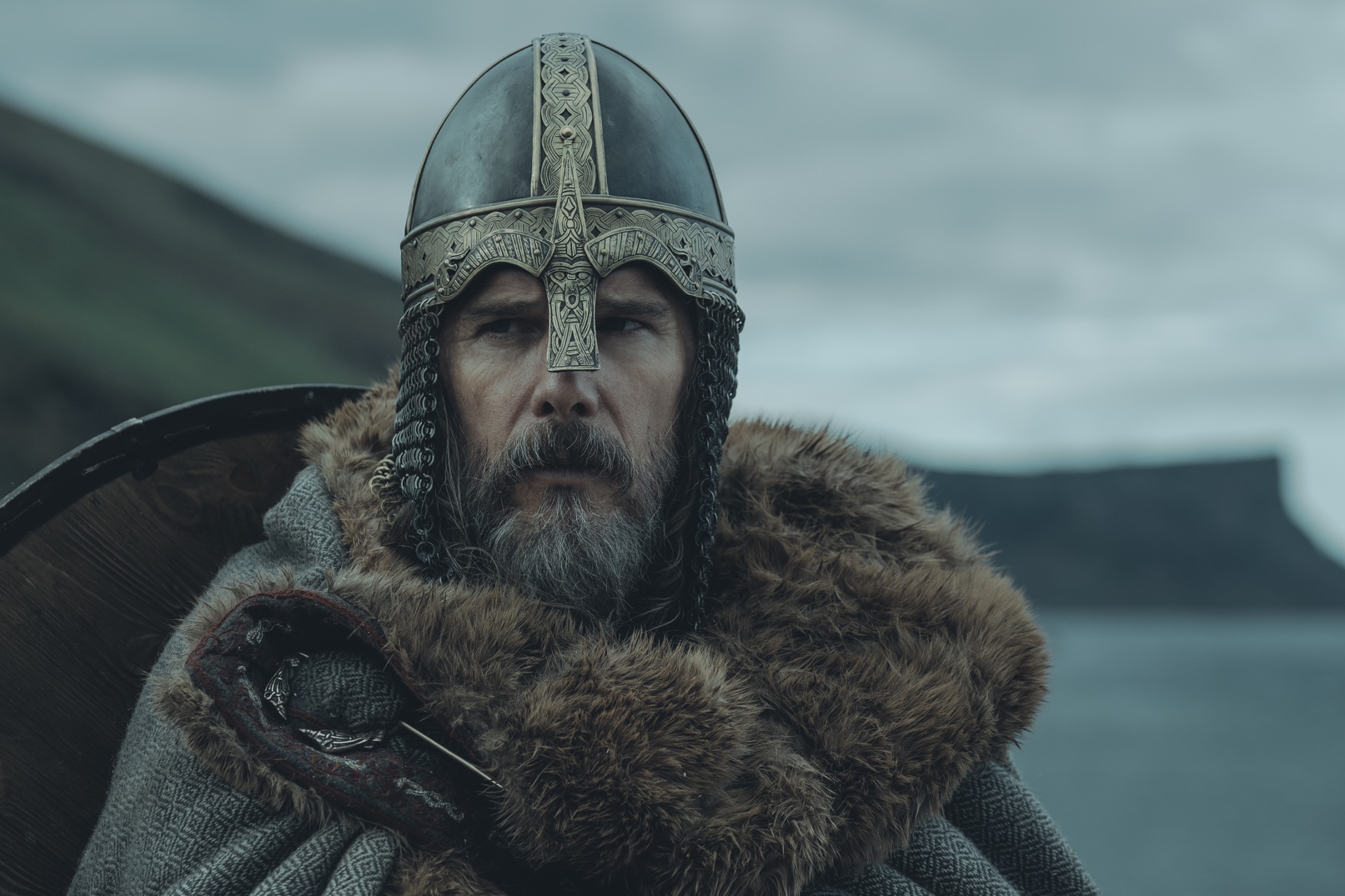 Ethan Hawke as King Aurvandill War-Raven, Amleth's father (image courtesy of Focus Features)