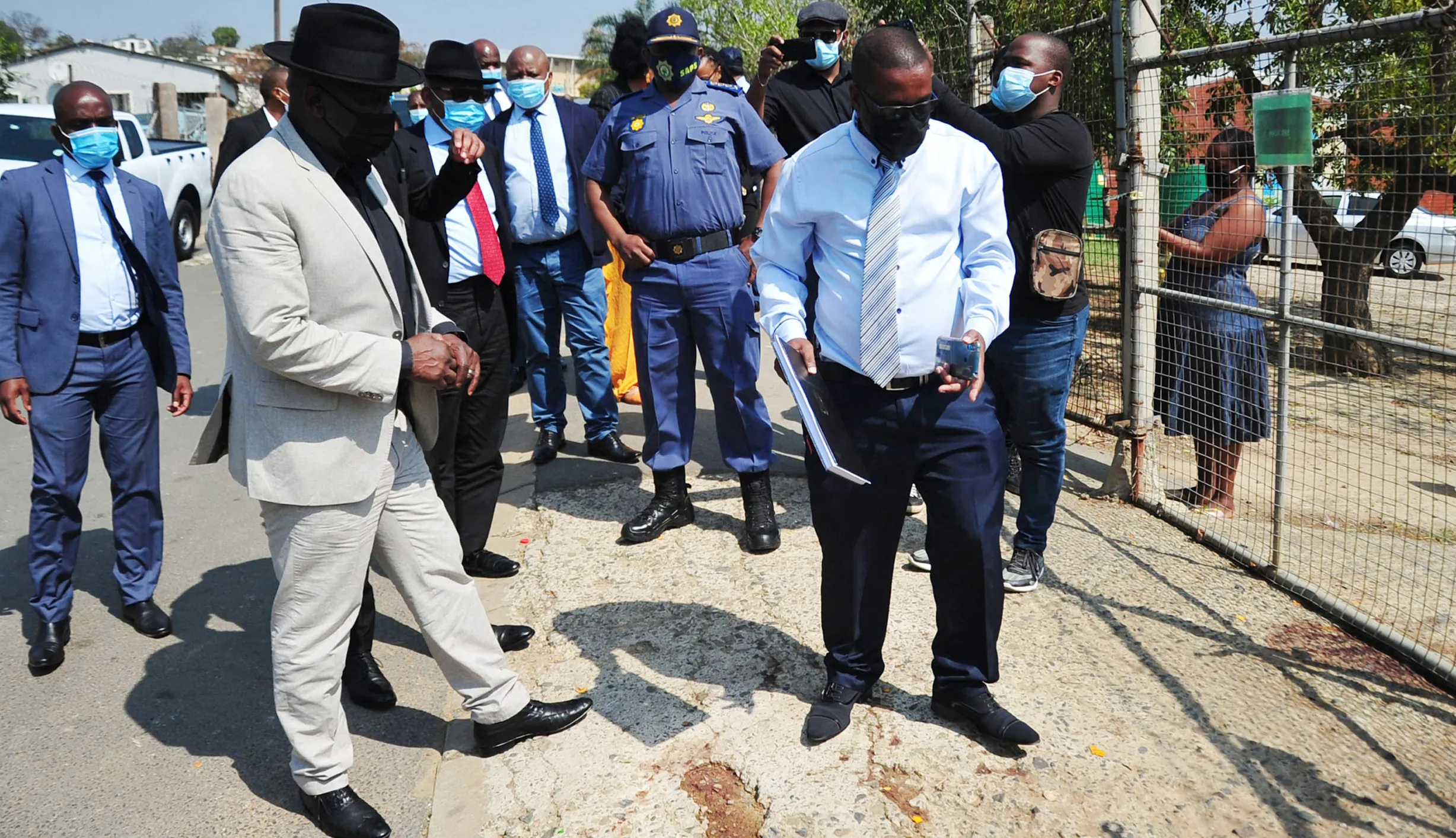 Minister of Police, General Bheki Cele visiting family homes and crime scenes