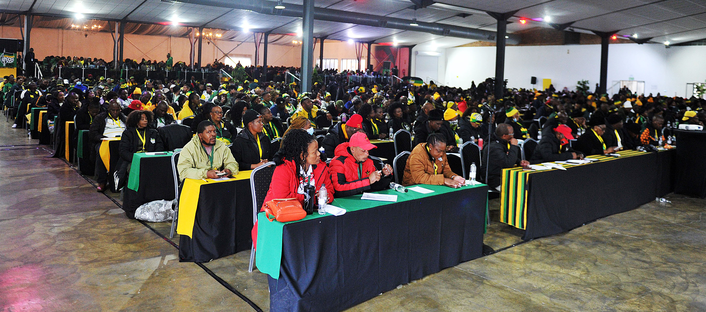 ANC delegates sit in rows at the ANC Gauteng 14th Provincial Conference 