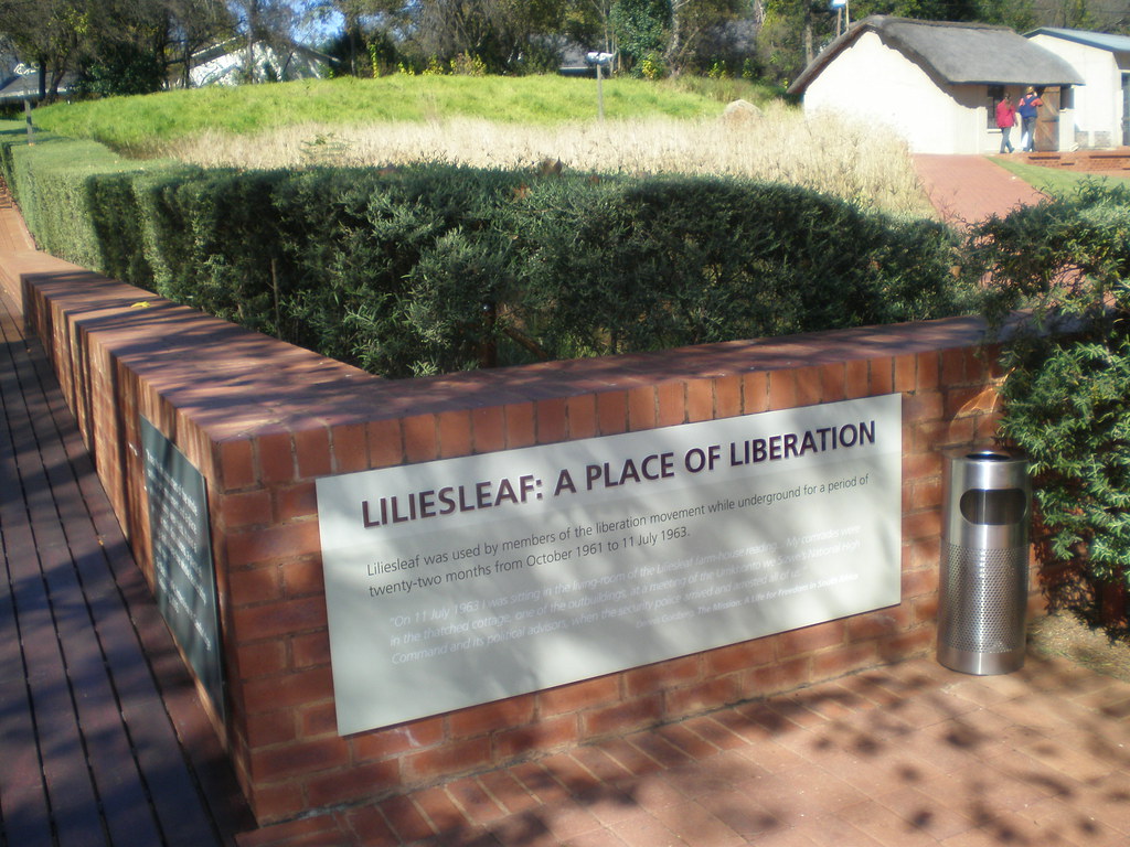 A placard at Liliesleaf that reads "Liliesleaf - A place of liberation"