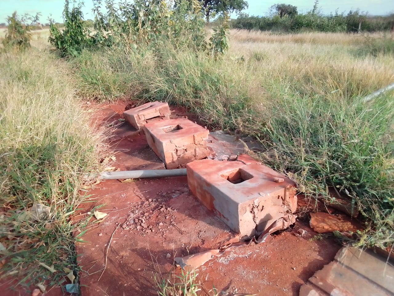 An image of the pit toilets at Mahekgwe primary school.