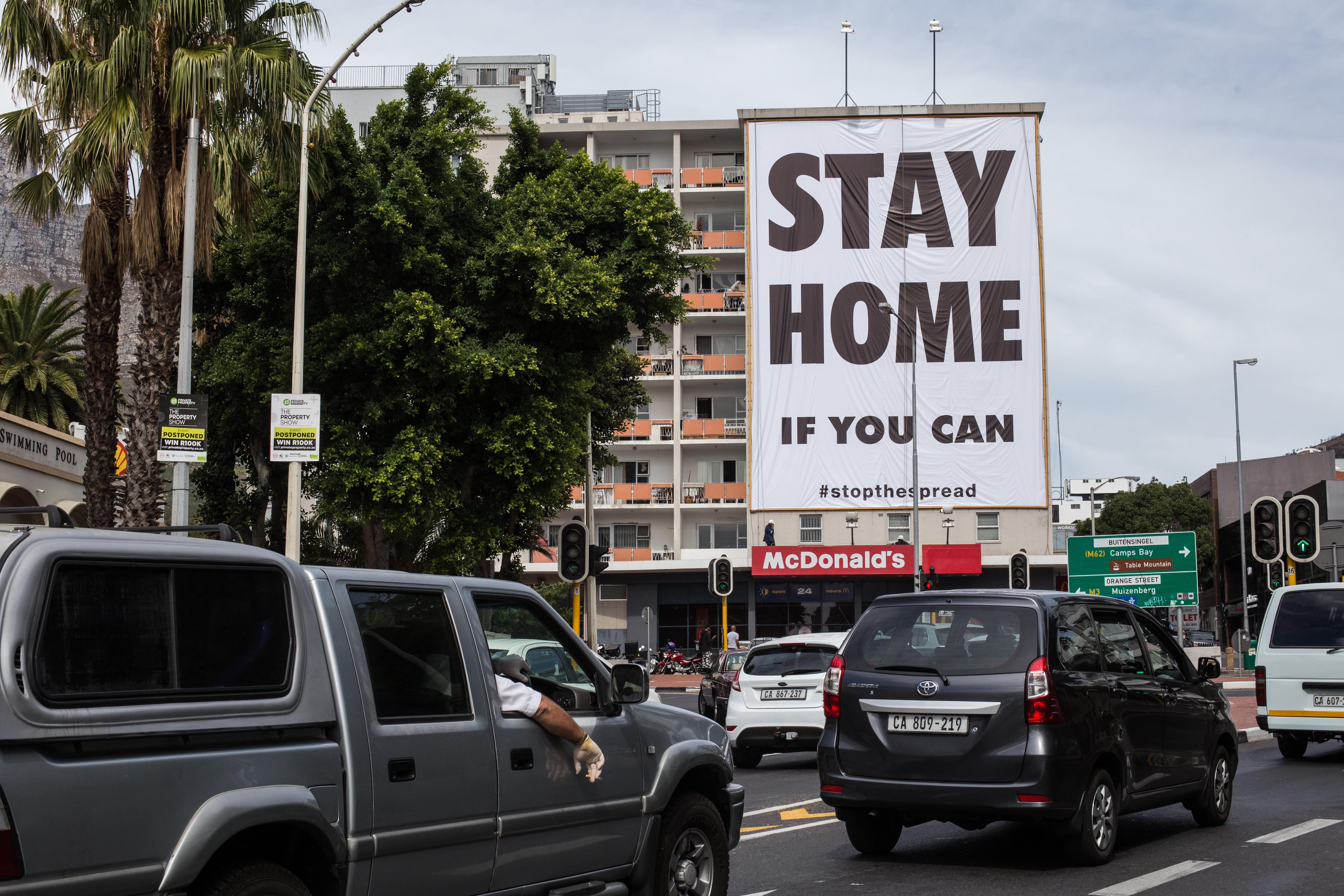 The sign with the words "Stay home, if you can"