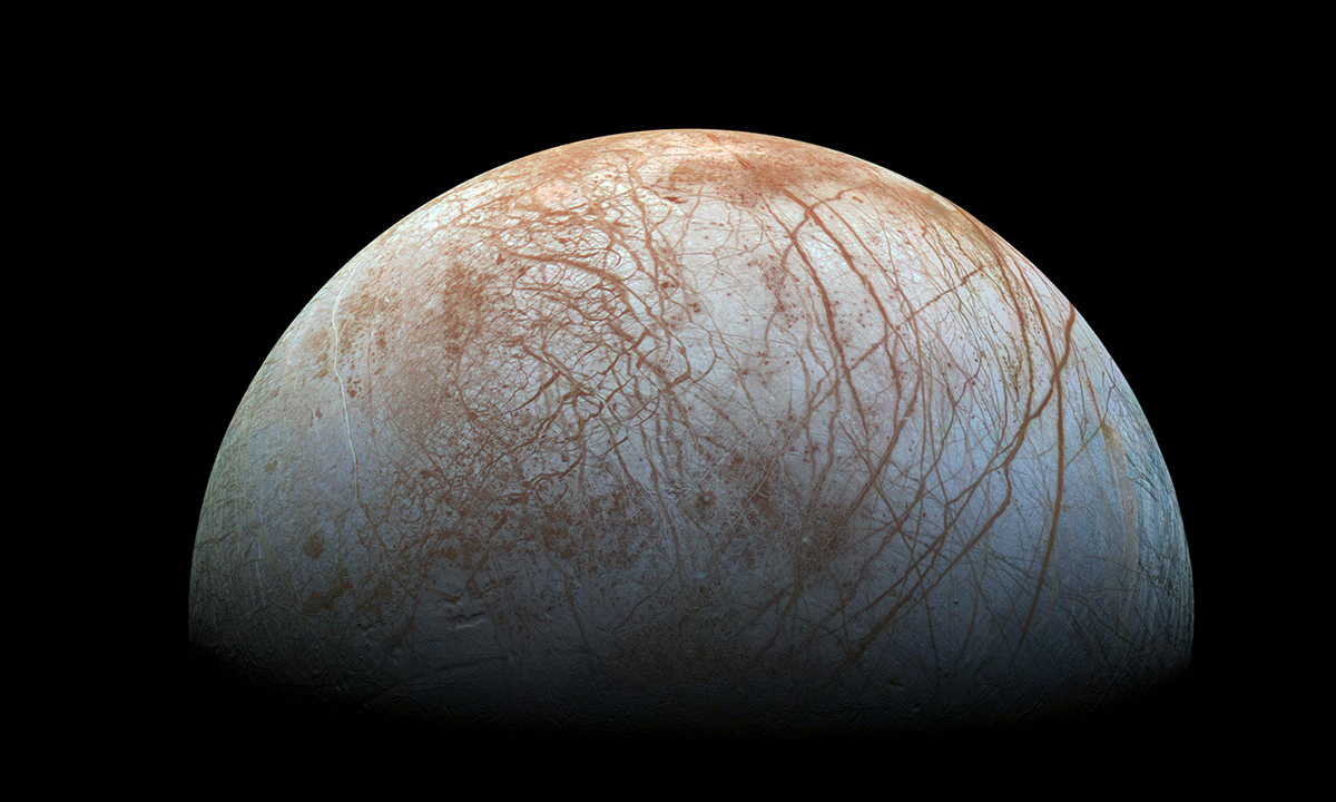 Realistic colour view of Jupiter’s moon Europa. 