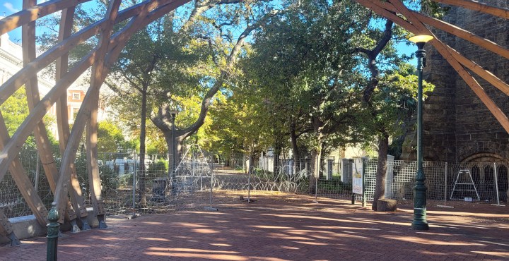 No entry – barbed barricade blocks access to historic Cape Town garden ensnared in Parliament security saga