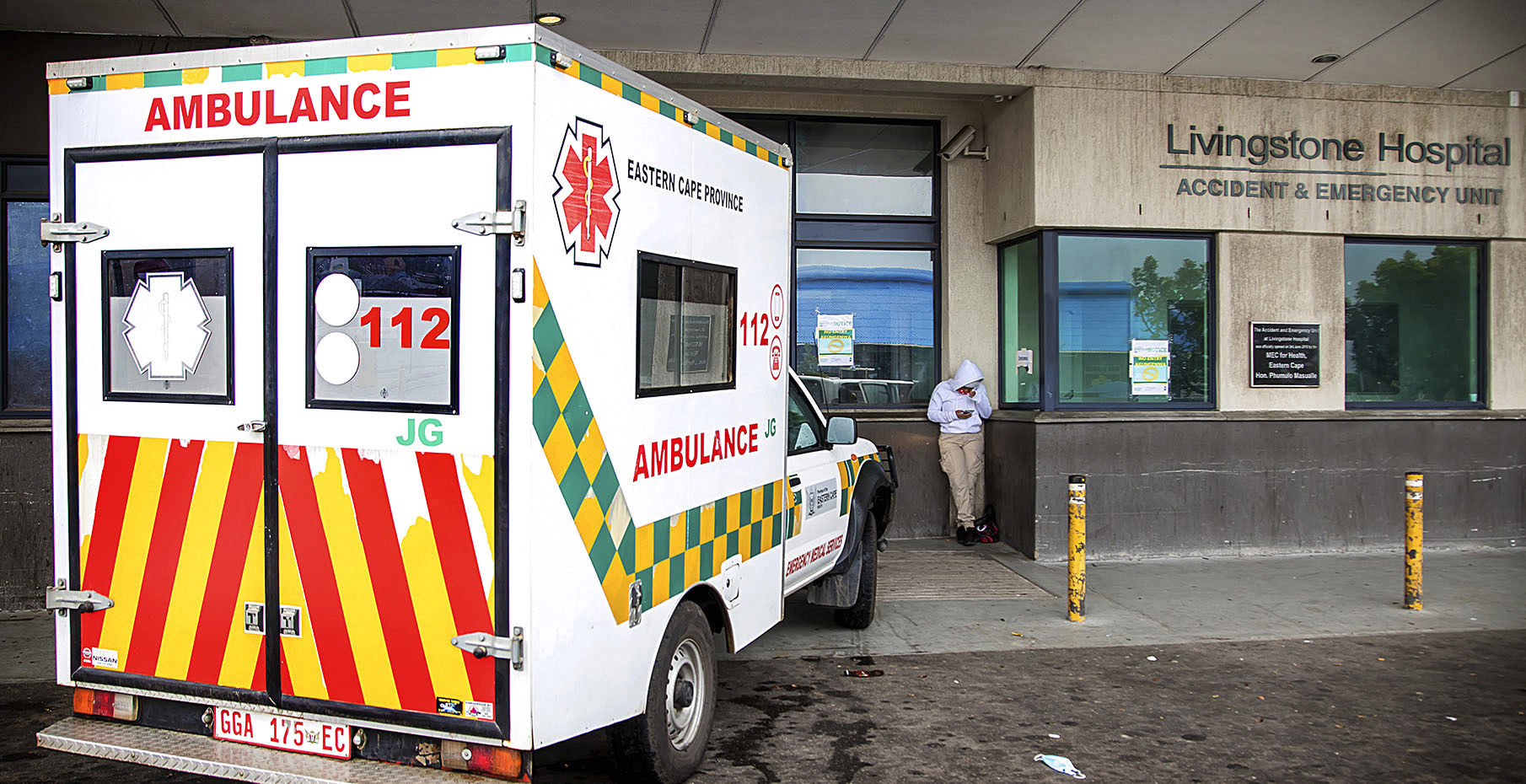 An image of an ambulance parked outside Livingstone Hospital 