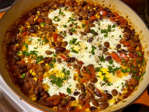 What’s cooking today: Beans and eggs breakfast bake
