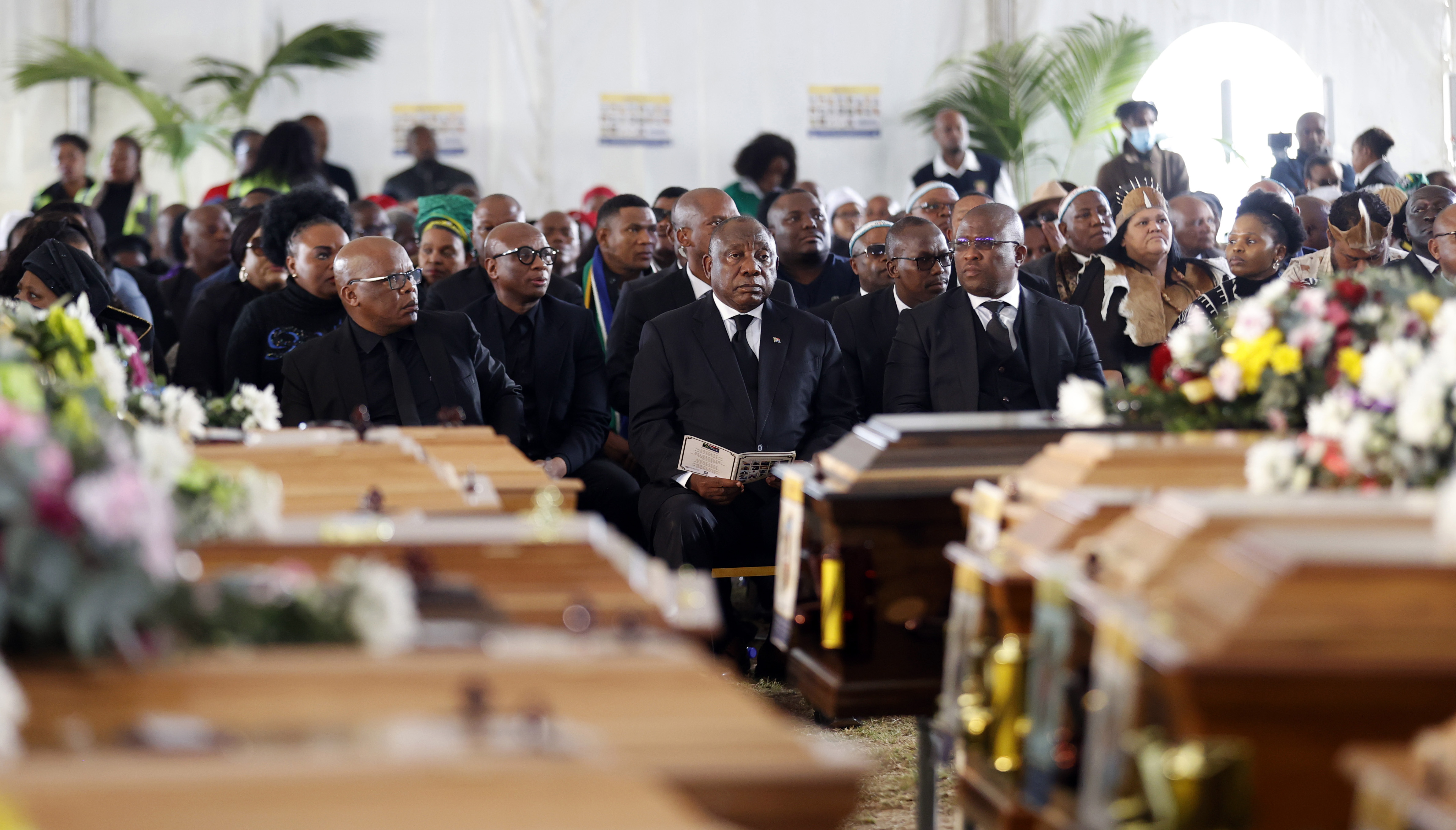 Mass shootings - a view of President Cyril Ramaphosa attending the mass funeral