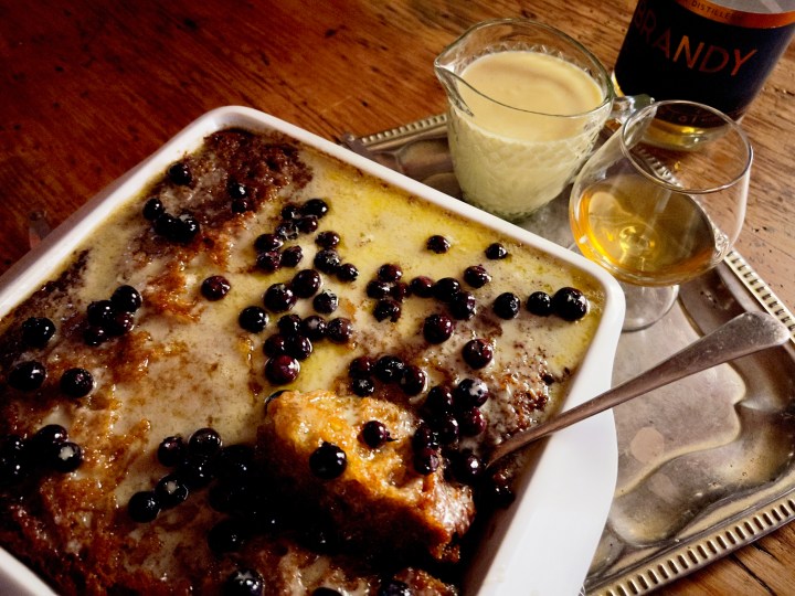 What’s cooking today: Brandy-orange Malva pudding with blueberries