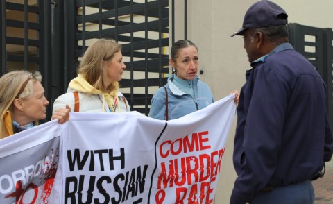 Ukrainians cite ‘war crimes’ in protest at Sandton Russian-SA investment talks