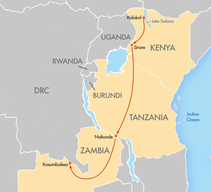 Lake Turkana tilapia smuggling route. 