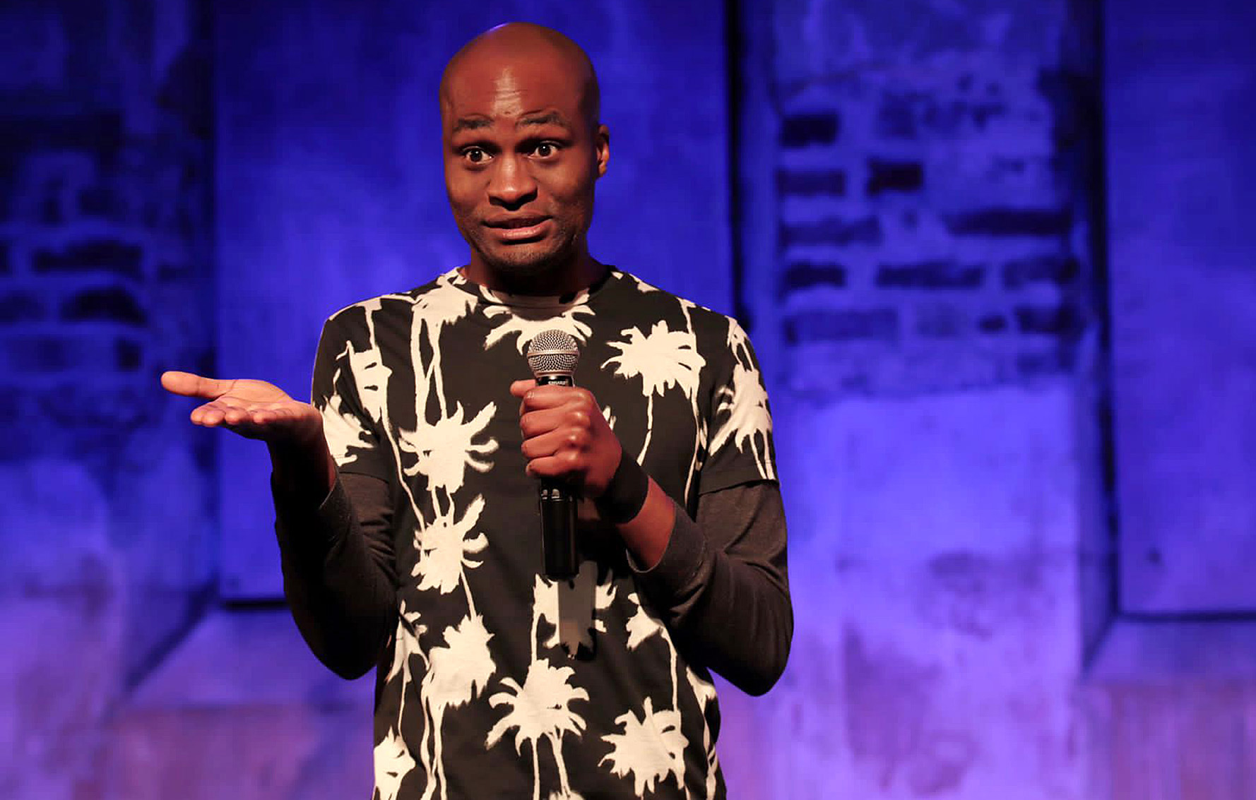 Marty Kintu in The New Abnormal a 'stand-up commentary' directed by Rob Van Vuuren. (Photo: Jeremeo Le Cordeur)