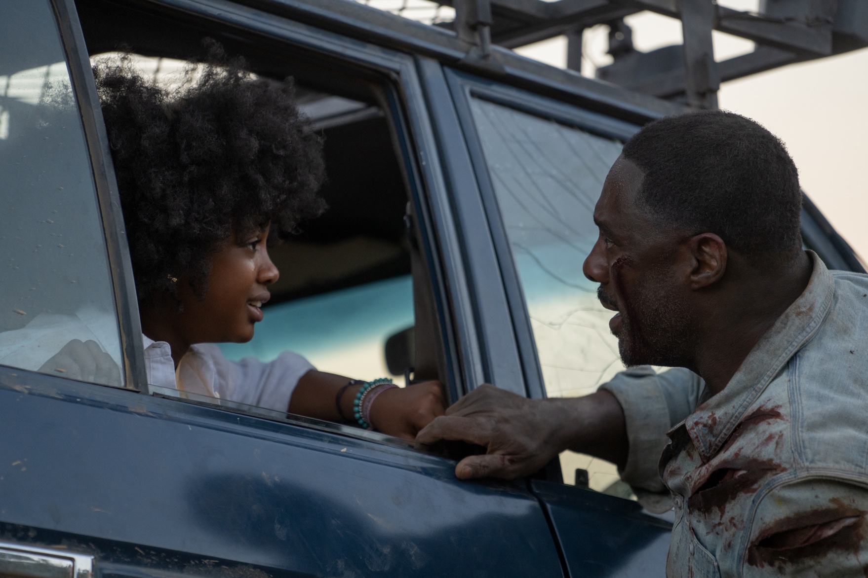 Beast - Leah Sava Jeffries as Norah Samuels and Idris Elba as Dr Nate Daniels. Image: courtesy of Universal Pictures