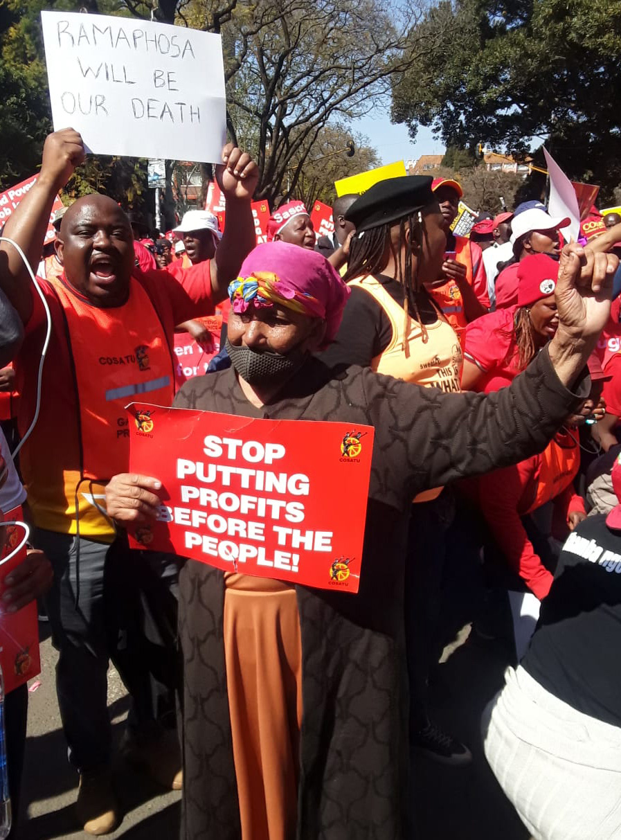 Union protesters at Burgers Park in Pretoria