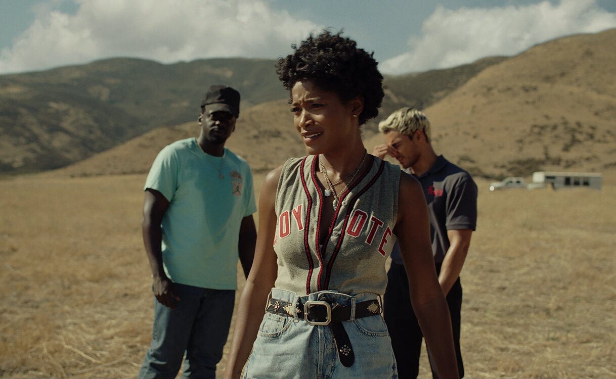 L to R: Daniel Kaluuya, Keke Palmer, and Brandon Perea in NOPE, written, produced, and directed by Jordan Peele. Image: courtesy of Universal Pictures Nope